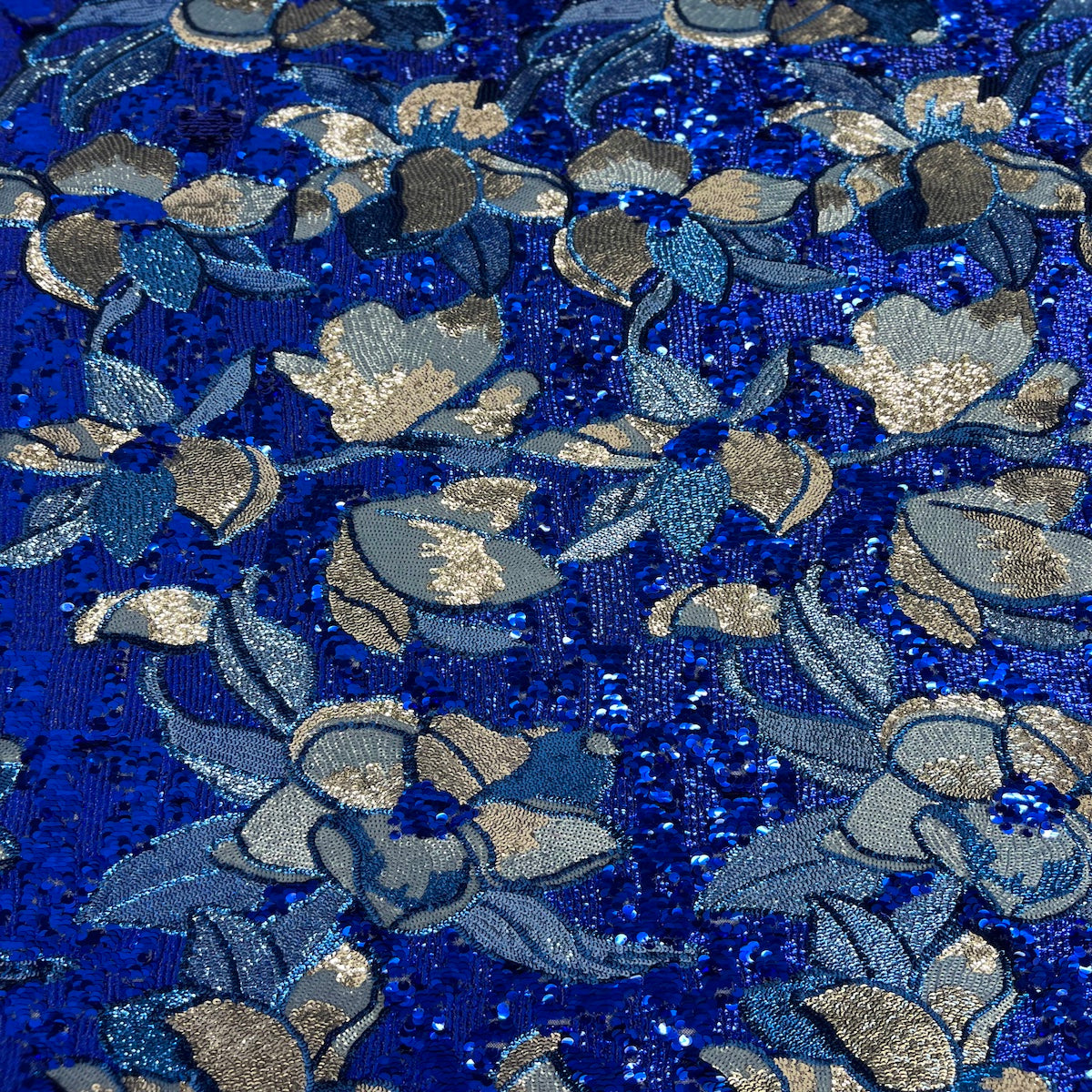 Stretch Sequins Floral Fabric Multicolor