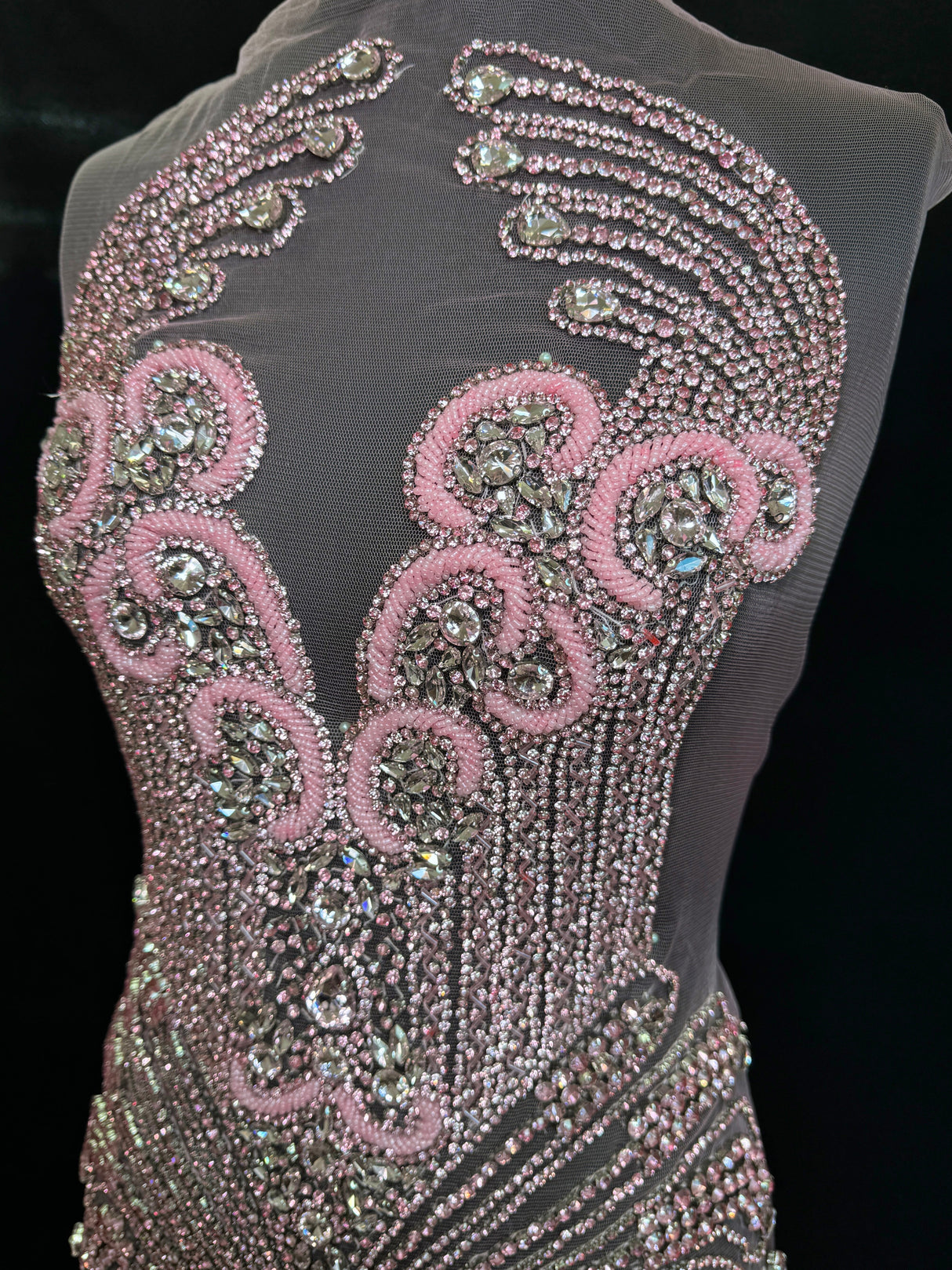 Rhinestone Bodice Applique in Baby Pink