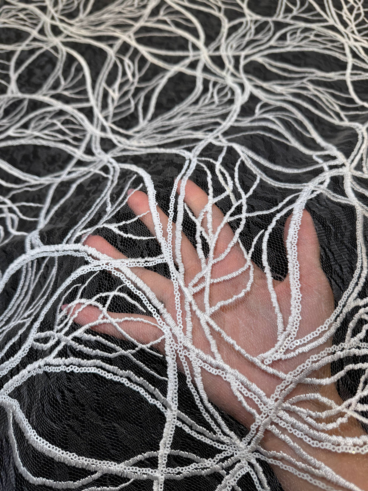 Stretch Sequin Embroidered Mesh