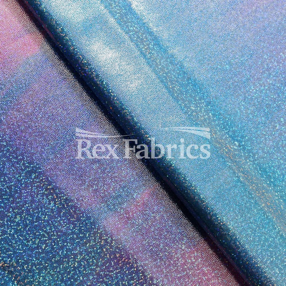 Tie Dye Twinkle Nylon Spandex Fabric - Turquoise Lime/Pink Blue, Tie Dye Hologram, 58/60" Width (1 Yard)
