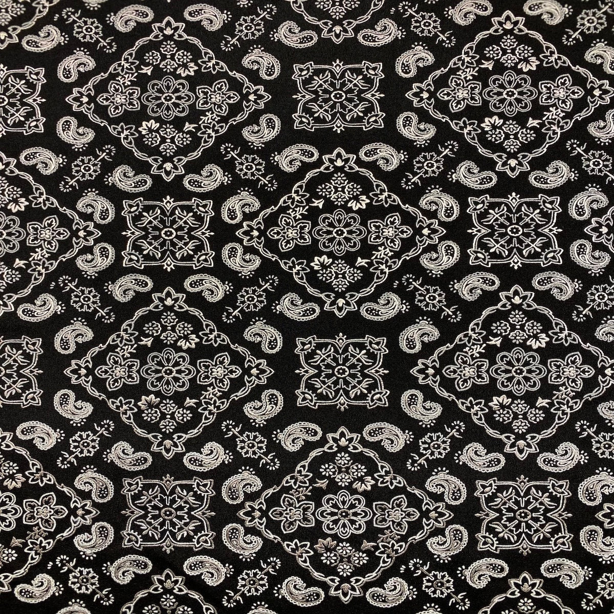 Bandana Paisley Print Nylon Spandex Fabric - Paisley Print, 60" Width (1 Yard)