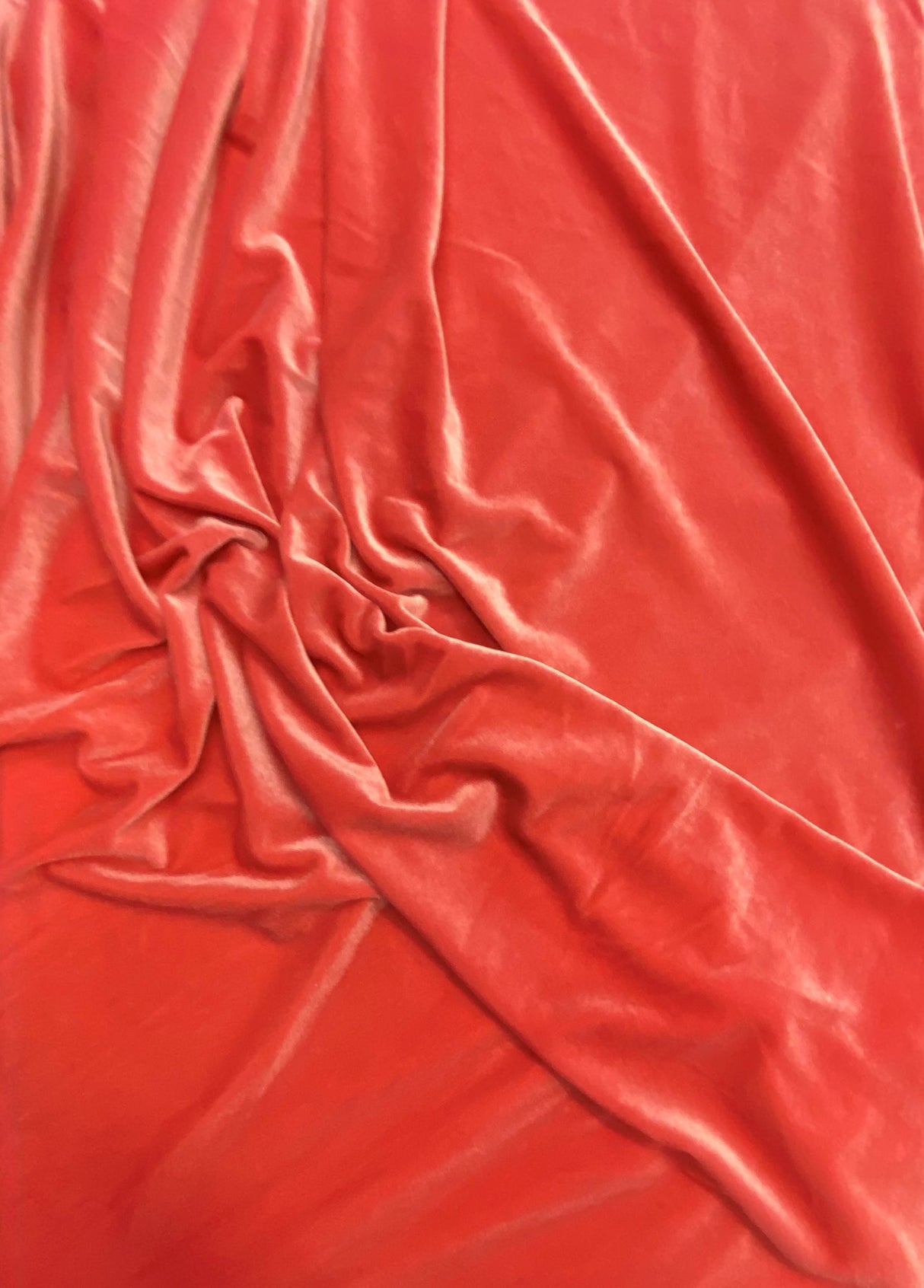 Coral Stretch Velvet Fabric - Coral, 58"-60" Width