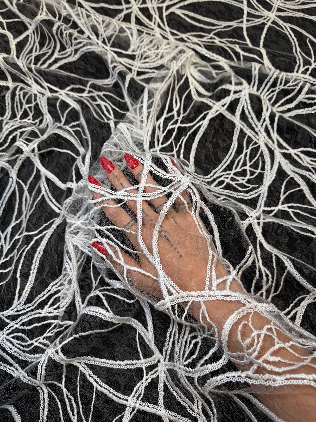 Stretch Sequin Embroidered Mesh