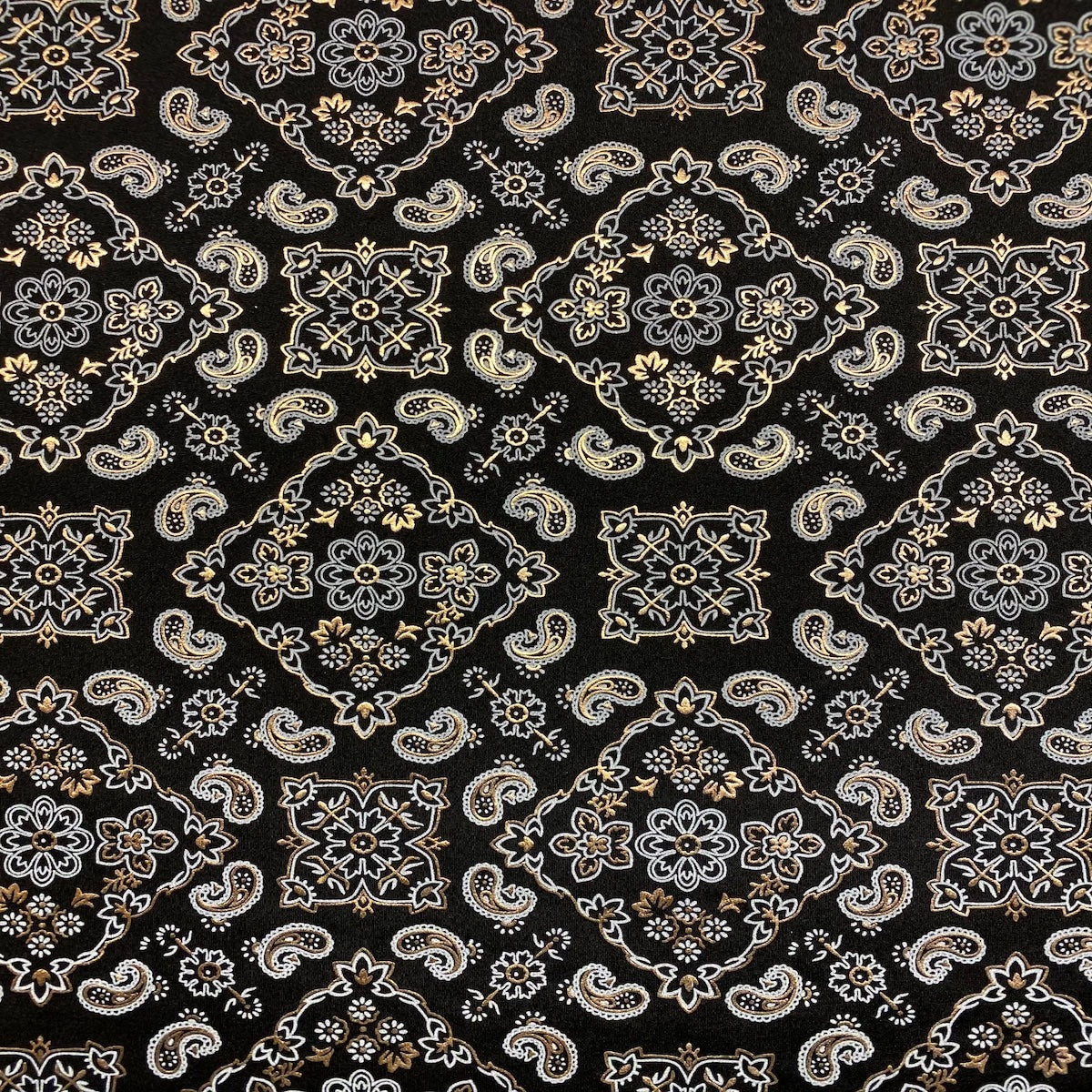 Bandana Paisley Print Nylon Spandex Fabric - Paisley Print, 60" Width (1 Yard)