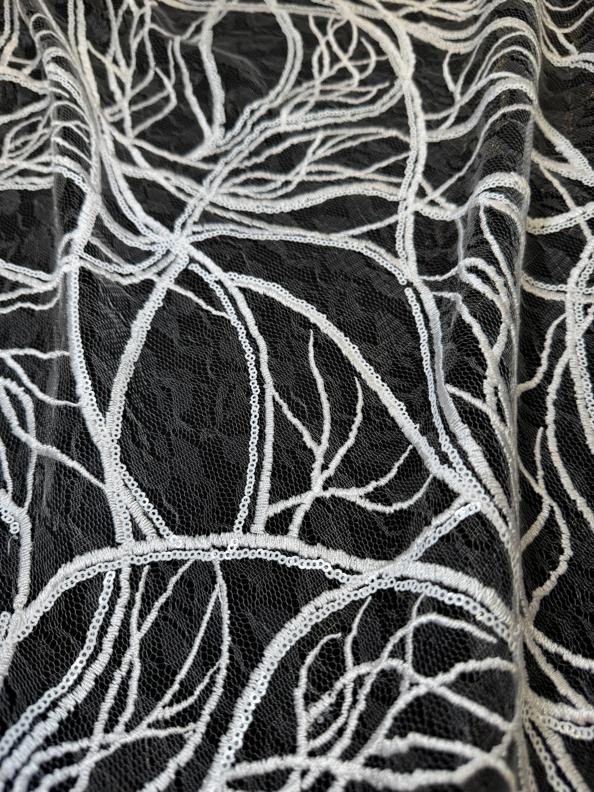 Stretch Sequin Embroidered Mesh
