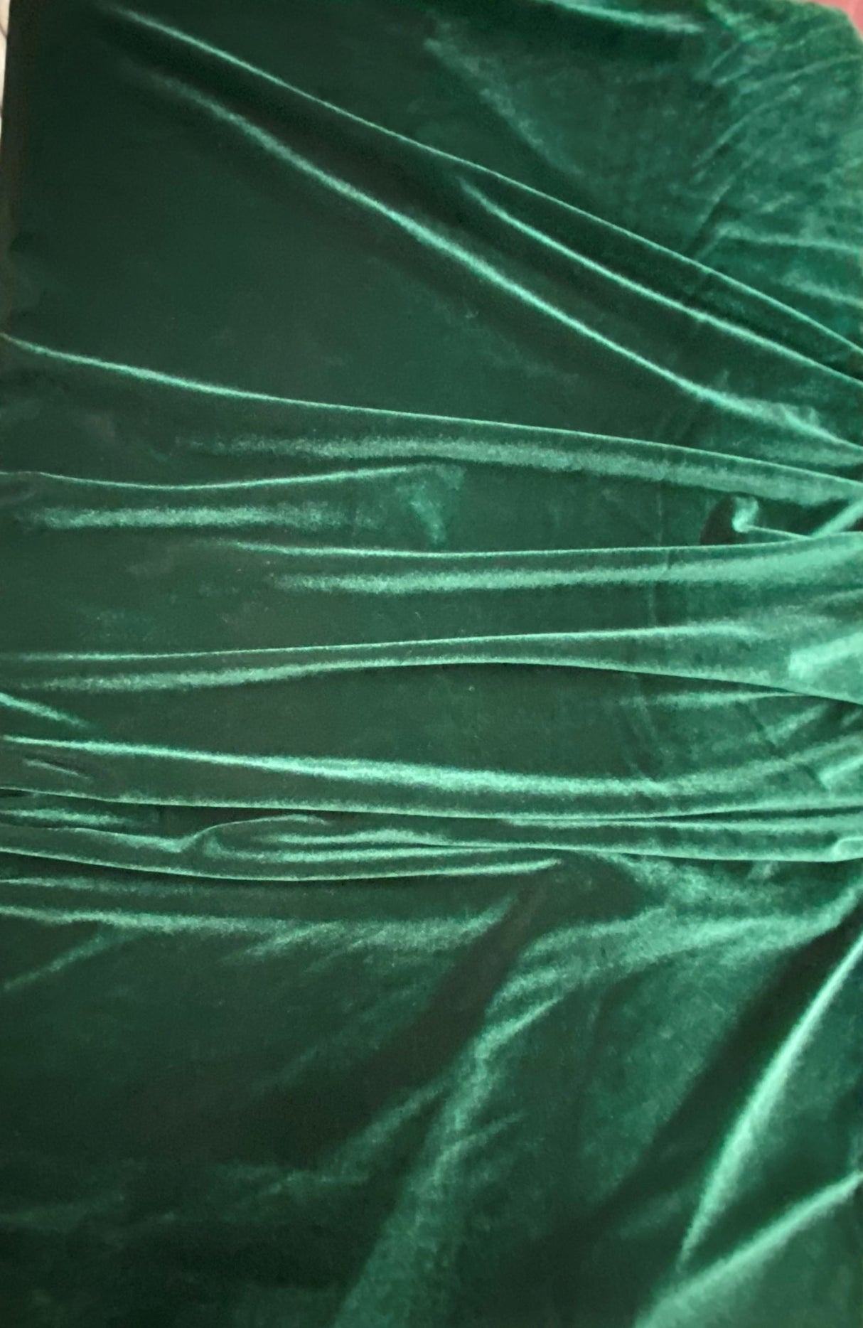 Fores Green Stretch Velvet Fabric - Fores Green, Stretch Velvet, 58"-60" Width