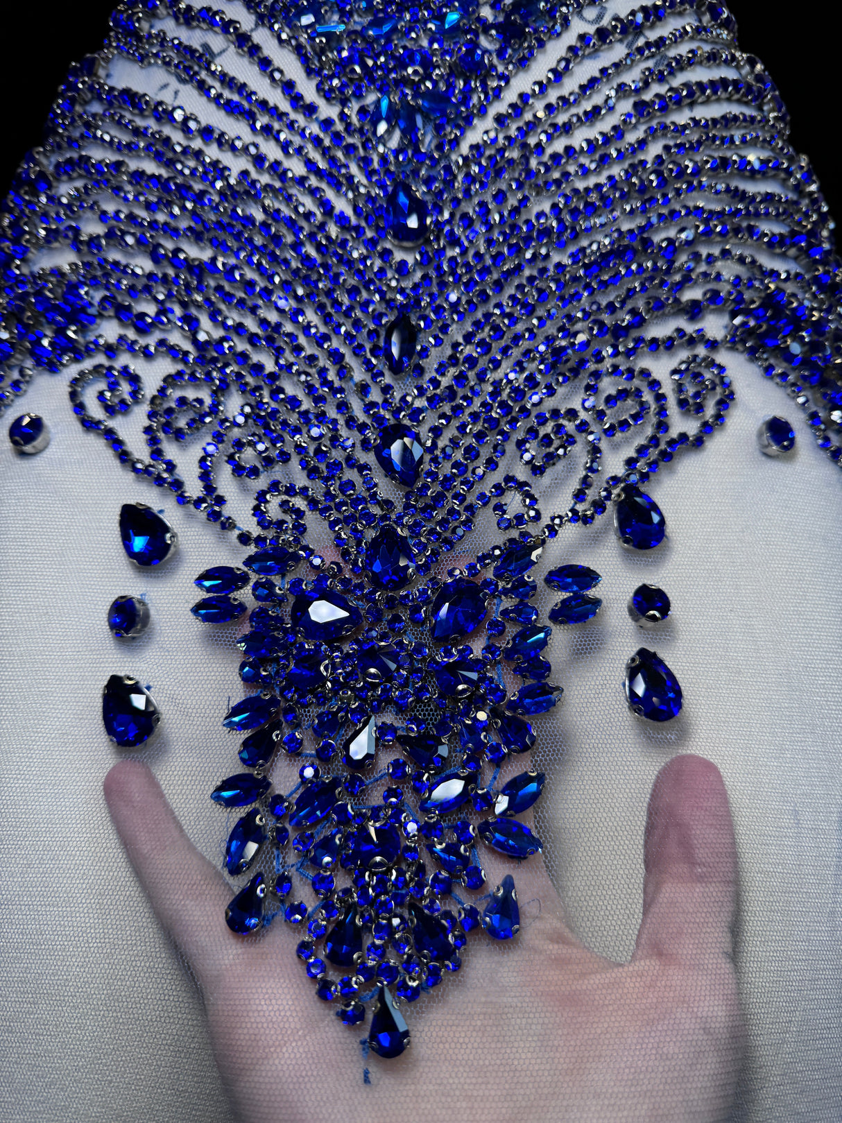 Royal Blue Rhinestone Bodice Applique