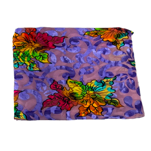 Burnout Stretch Velvet Fabric Multicolor Floral
