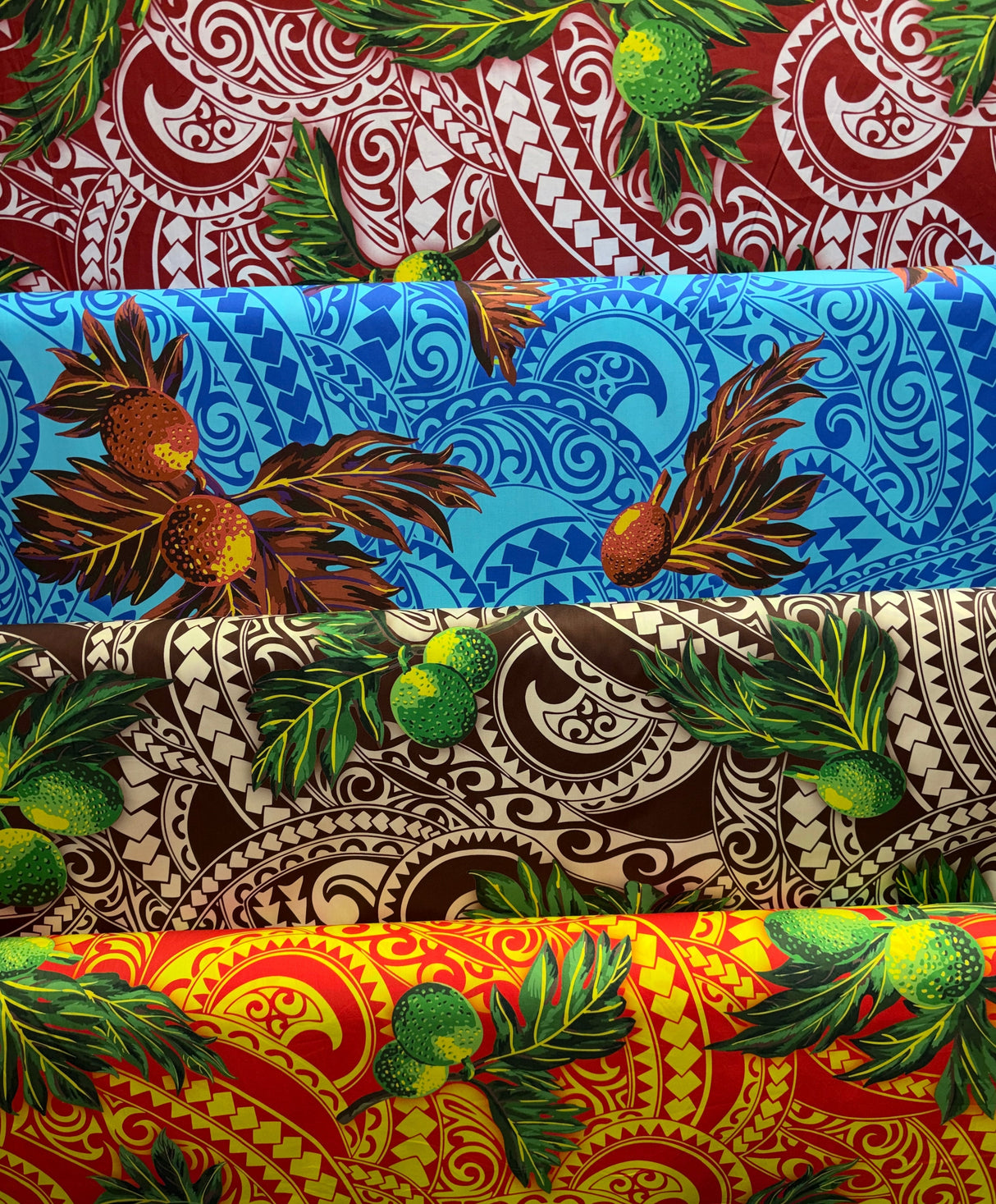 Longan Traditional Tattoo Background Poly Cotton Fabric - Aquamarine & Blue, 45" Width (1 Yard)