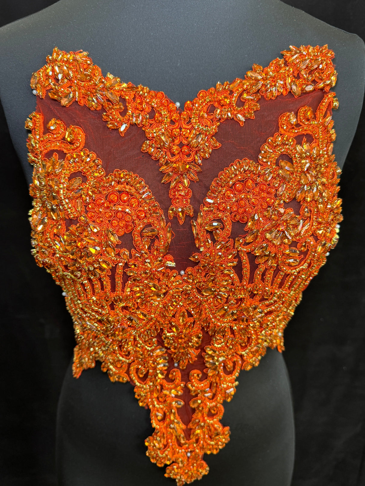 Orange Rhinestone Bodice Applique