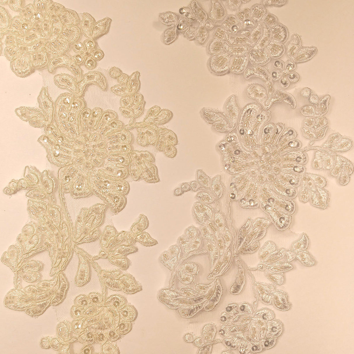 Beaded Corded Floral Lace Applique