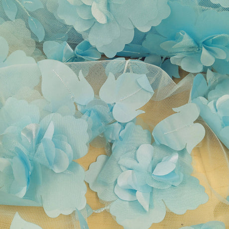 1 Yard - 3D Floral Lace Fabric Embroidered on 100% Polyester Soft Tulle Net Mesh