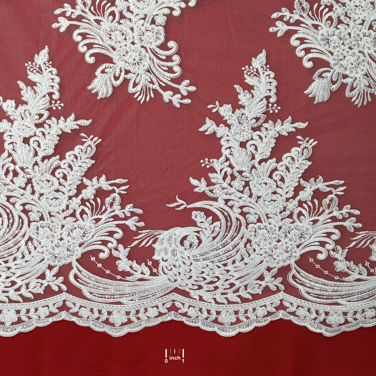 Beaded Corded Bridal Lace Fabric