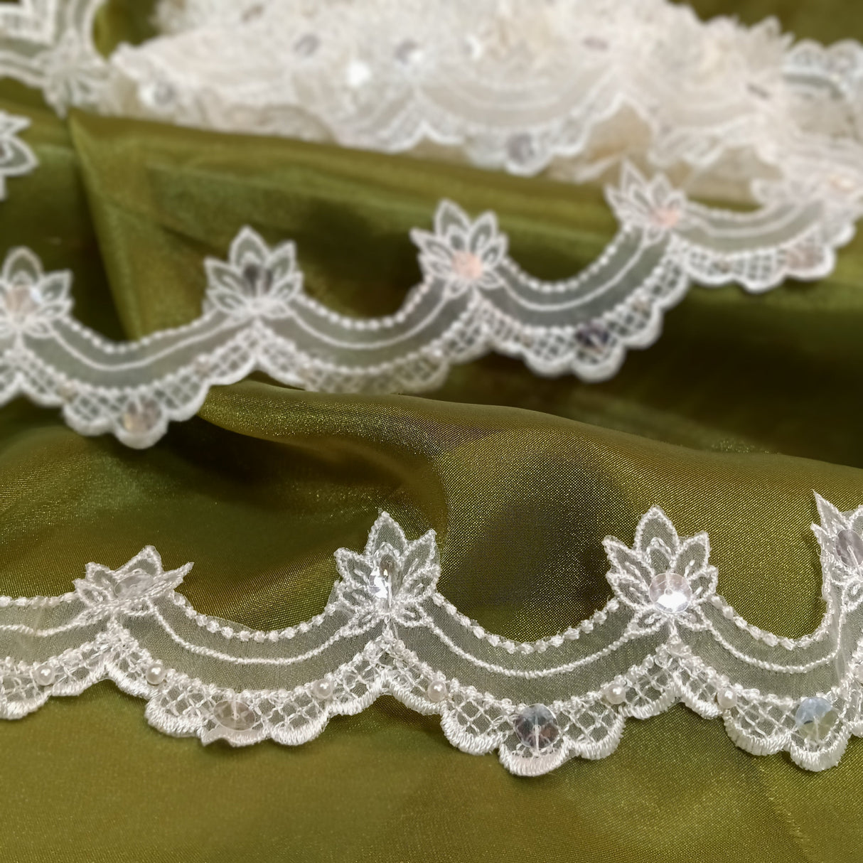 Beaded Lace Trimming on Organza