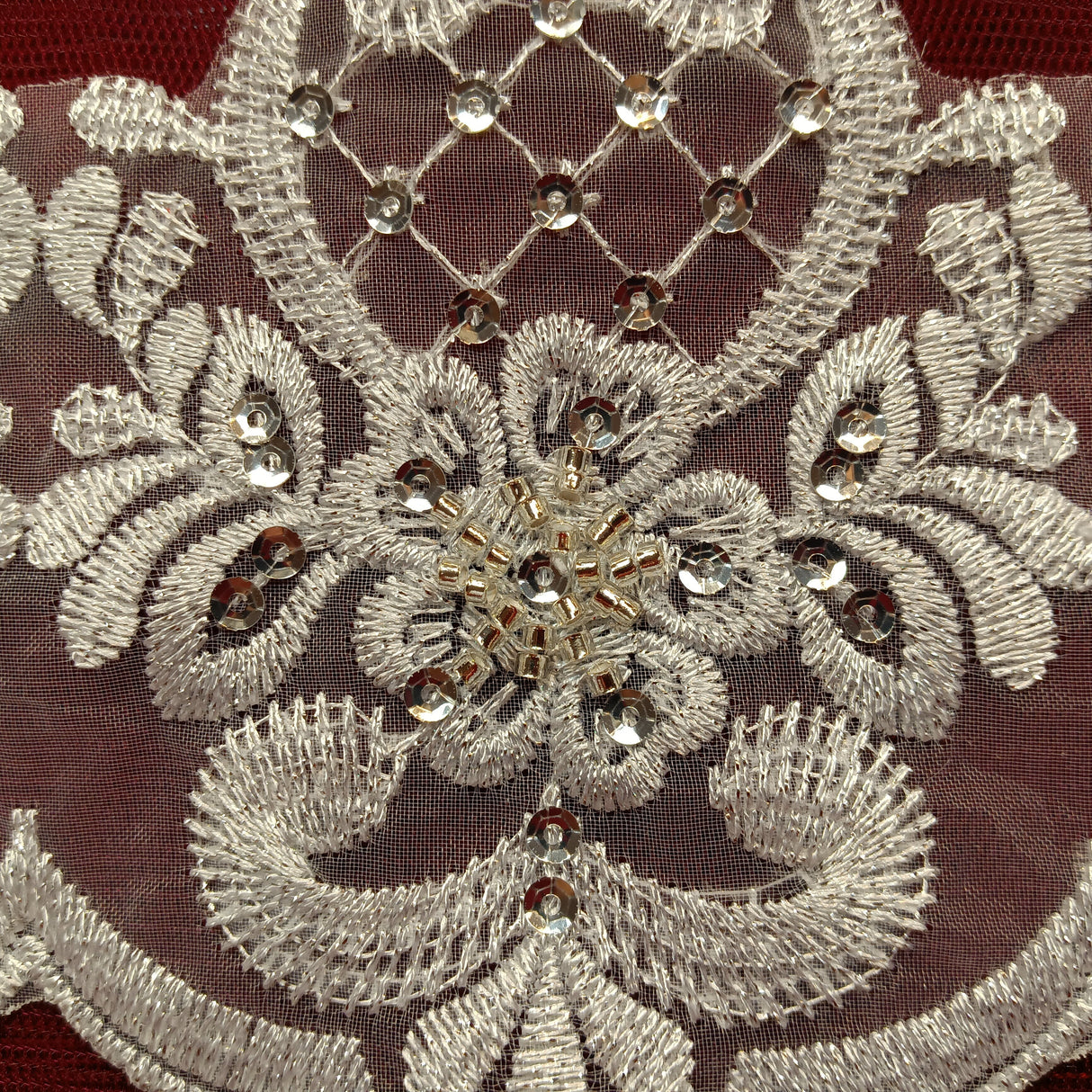 Beaded Lace Trimming on Polyester Organza