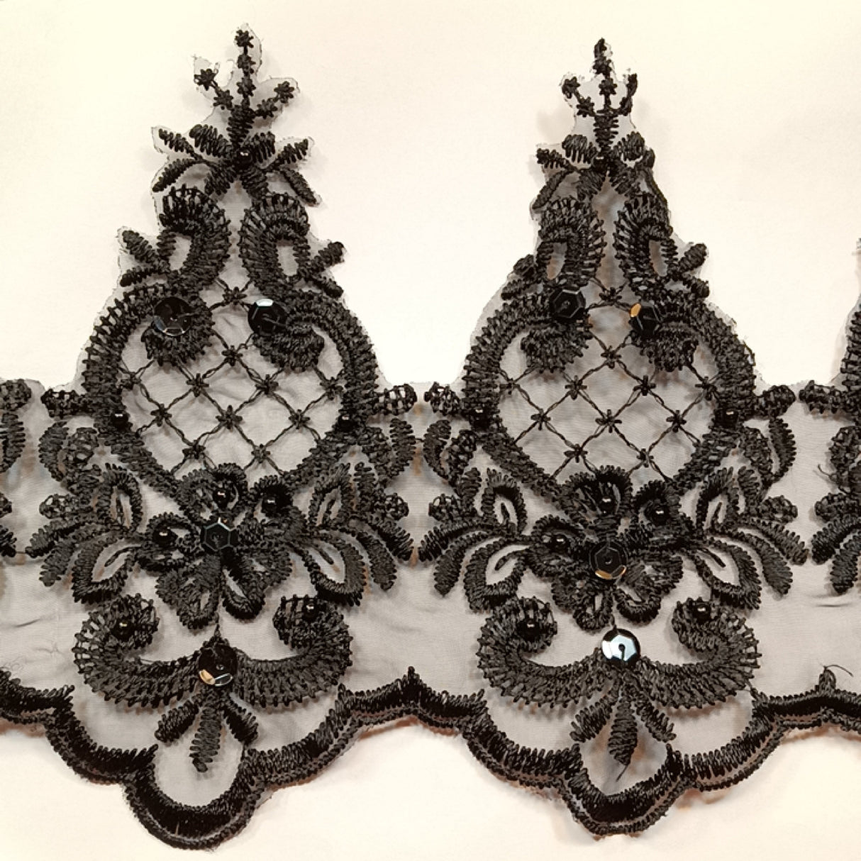 Beaded Lace Trimming on Polyester Organza