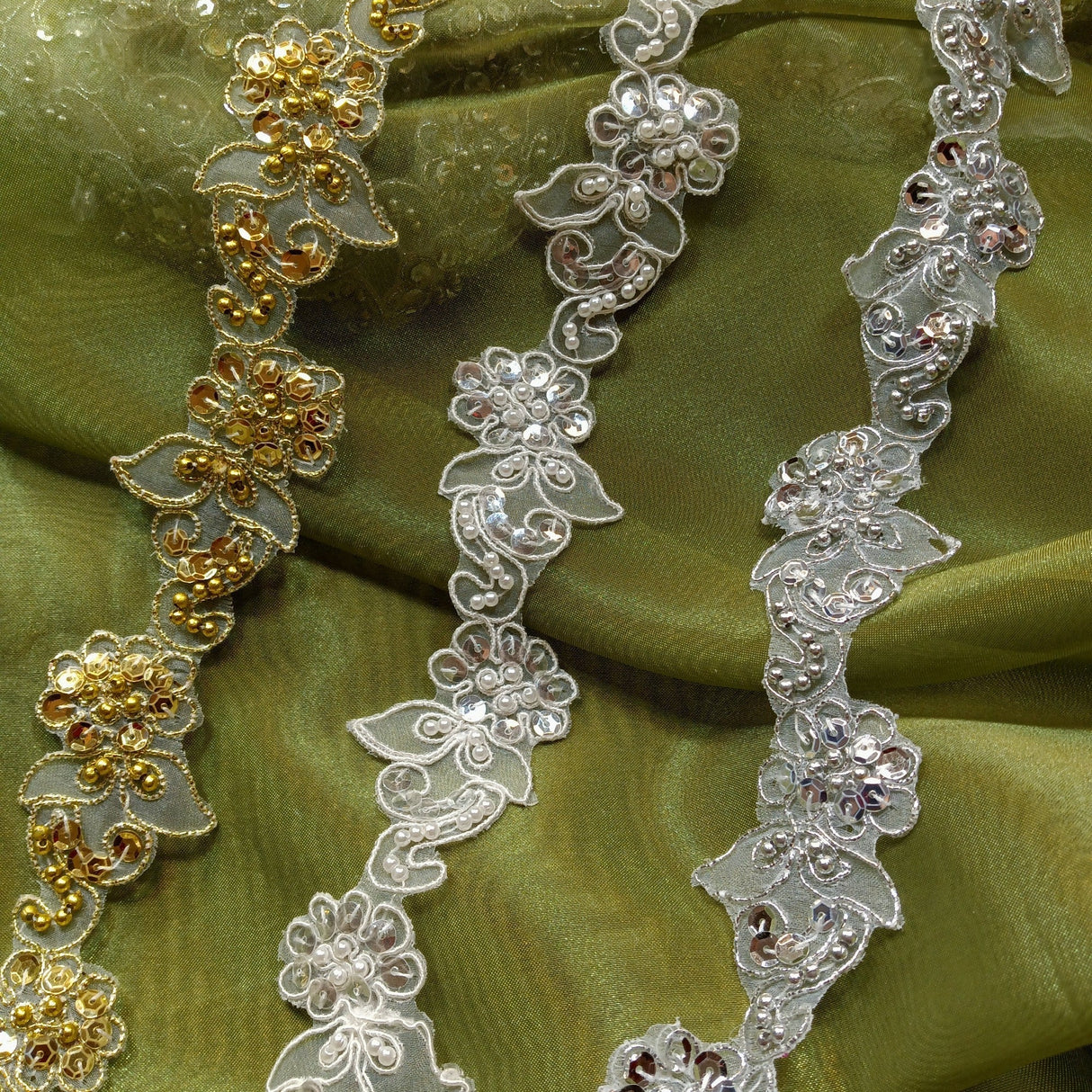 Beaded Corded Lace Trim 2" Polyester