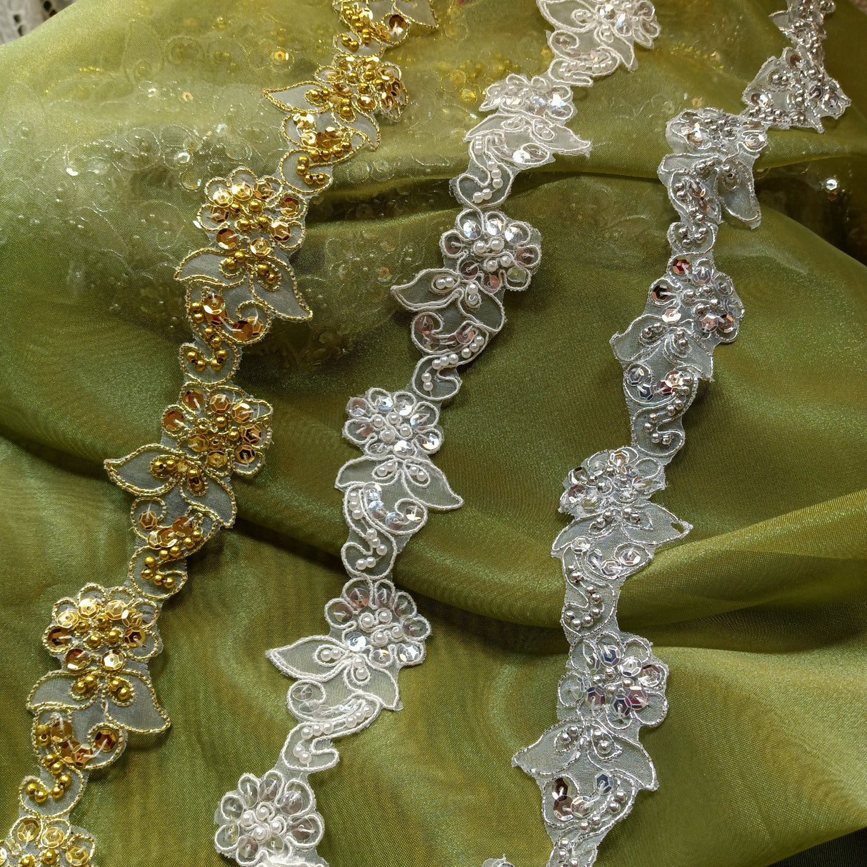 Beaded Corded Lace Trim 2" Polyester