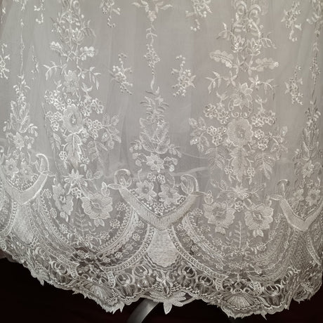 1 Yard Beaded Lace Fabric Embroidered 100 Percent Polyester Net Mesh 51 inch Width