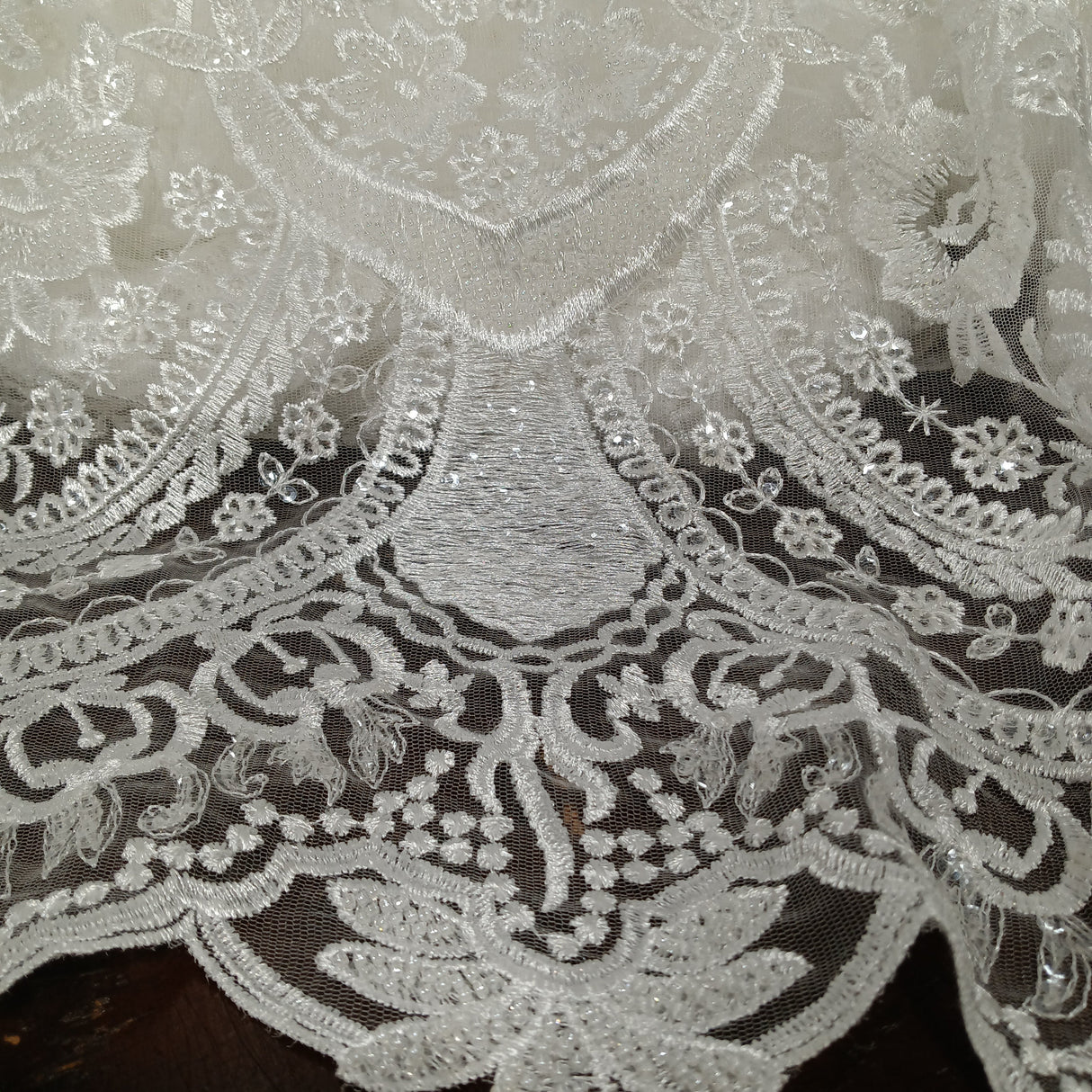 Beaded Lace Fabric 100% Polyester Net Mesh 51"