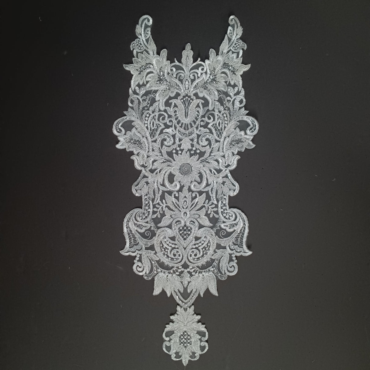 Beaded Corded Lace Medallion Applique
