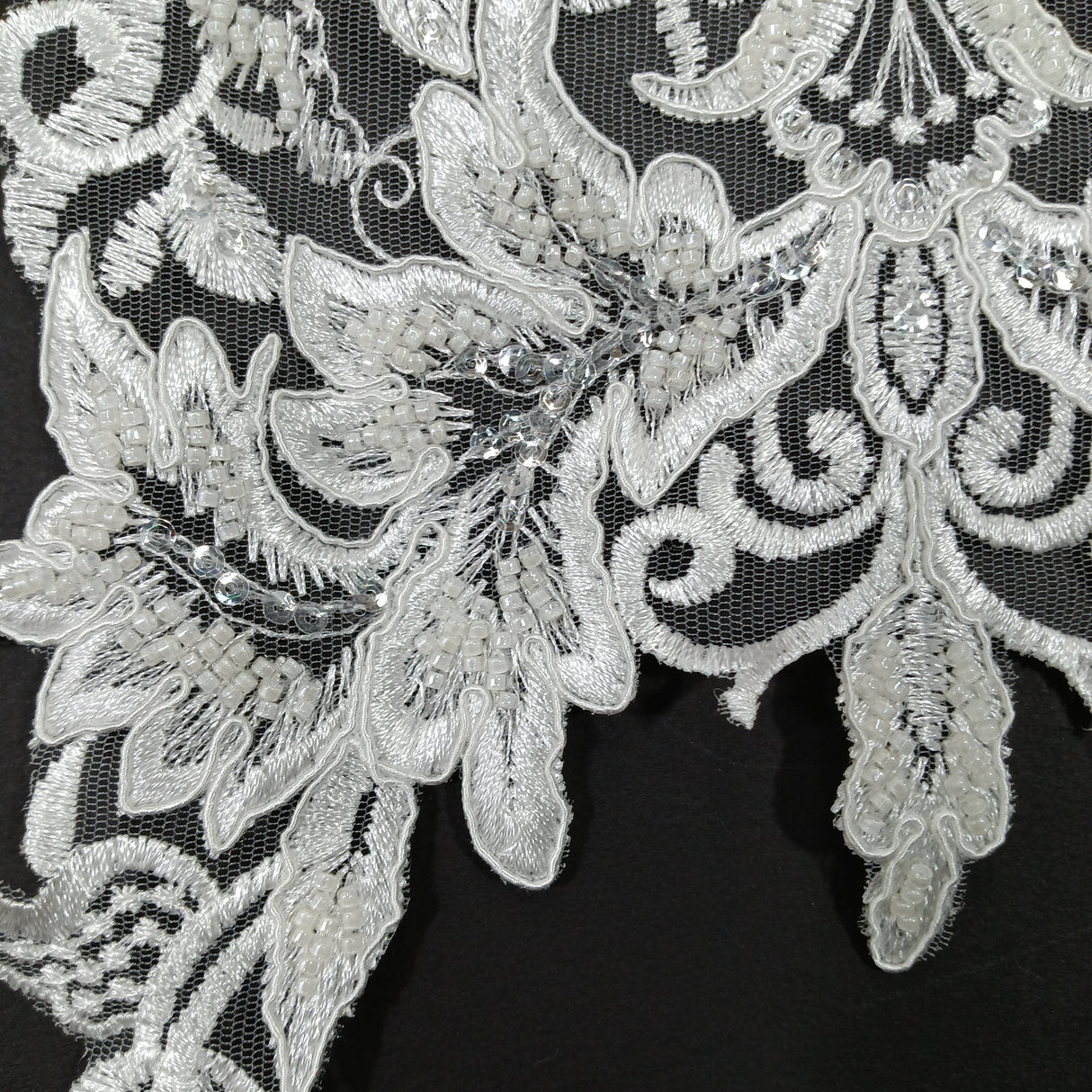 Beaded Corded Lace Medallion Applique