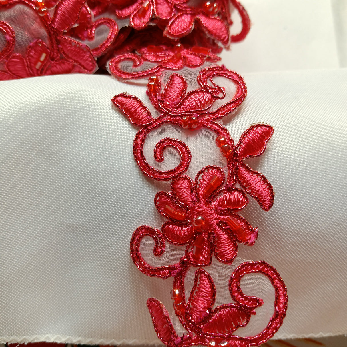 Beaded Corded Lace Trimming 1.5"