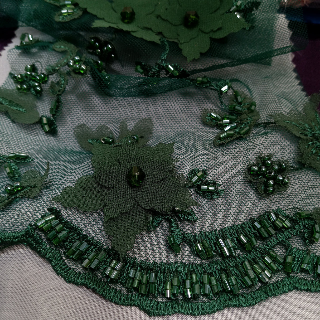 Beaded Floral Lace Trimming 21" Wide