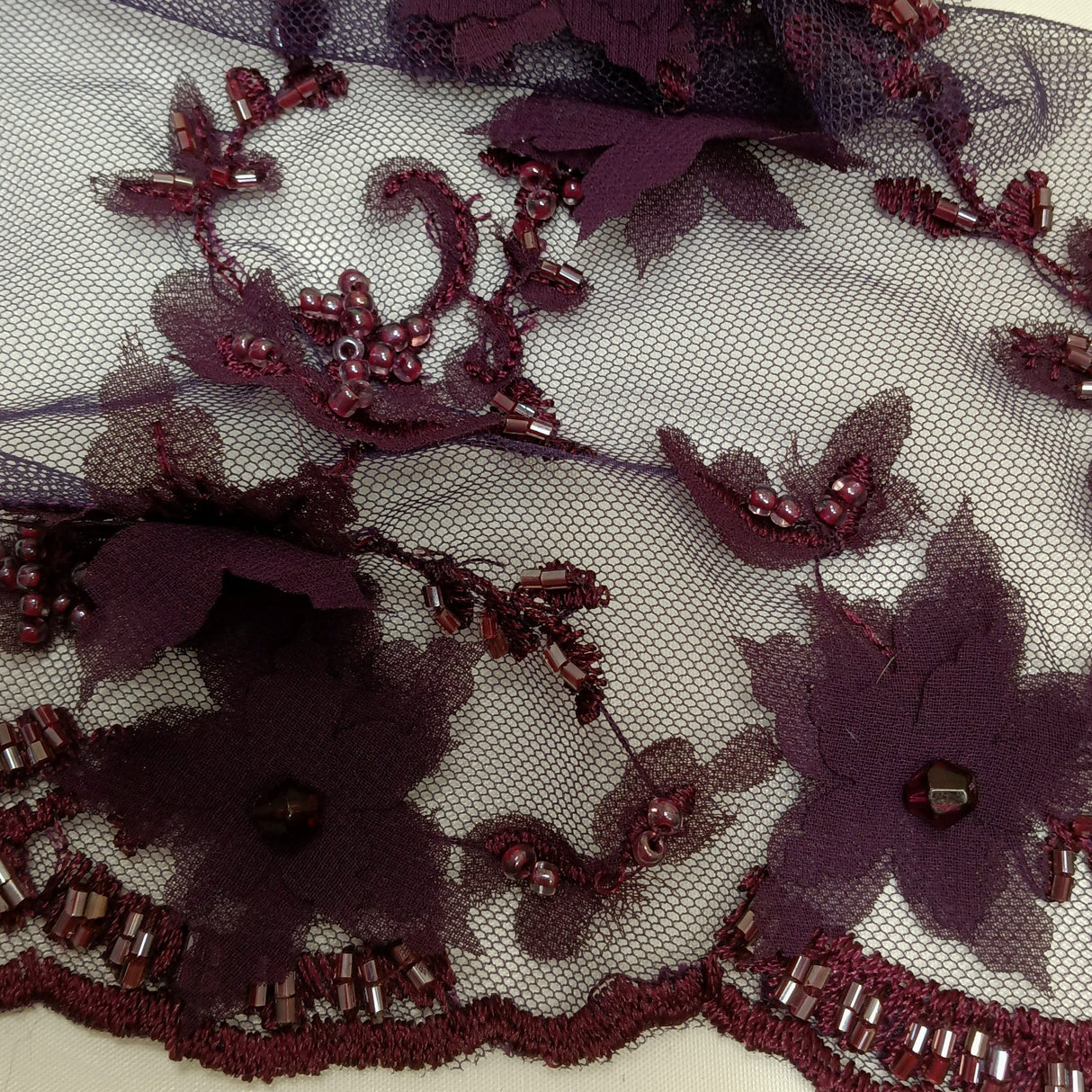 Beaded Floral Lace Trimming 21" Wide