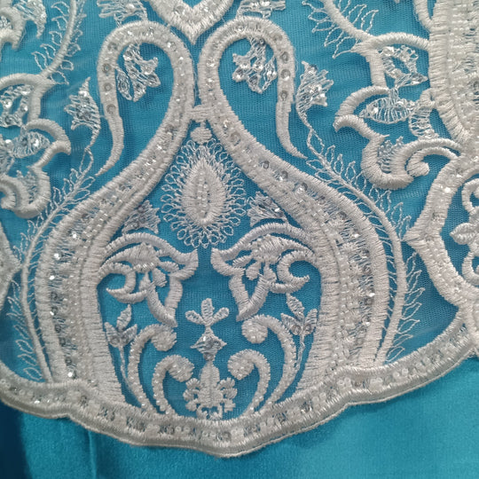 1 Yard Beaded Lace Fabric Embroidered on 100% Polyester Net Mesh – 50" Wide