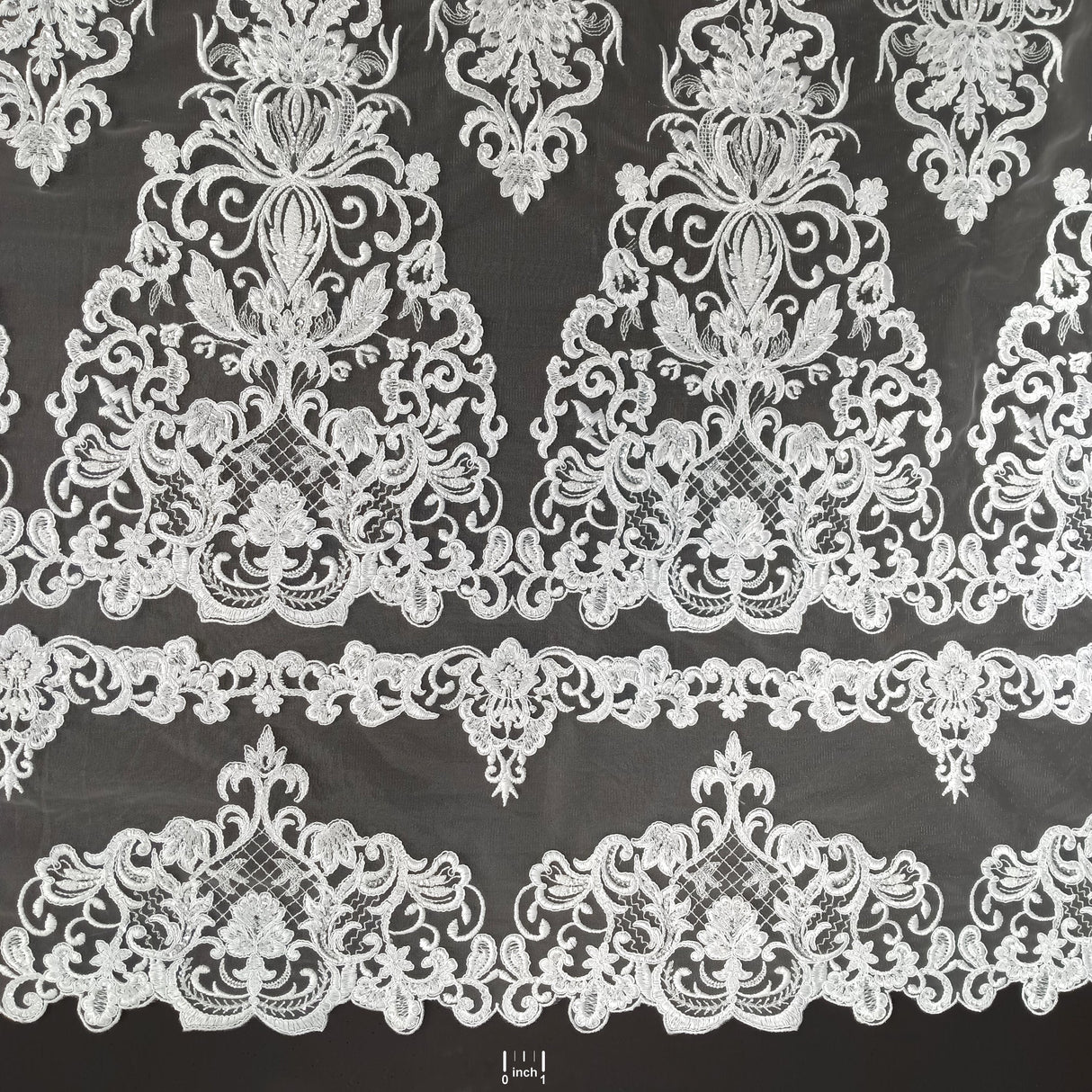 Beaded Corded Lace Fabric 51" Wide White Ivory