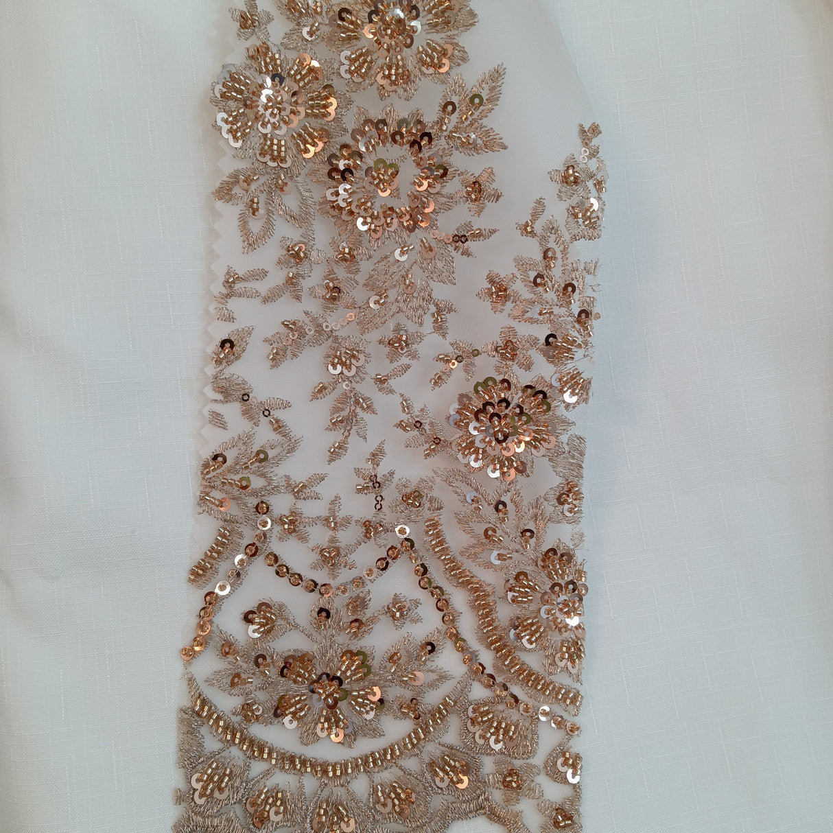 Beaded Embroidered Lace Mesh Coral