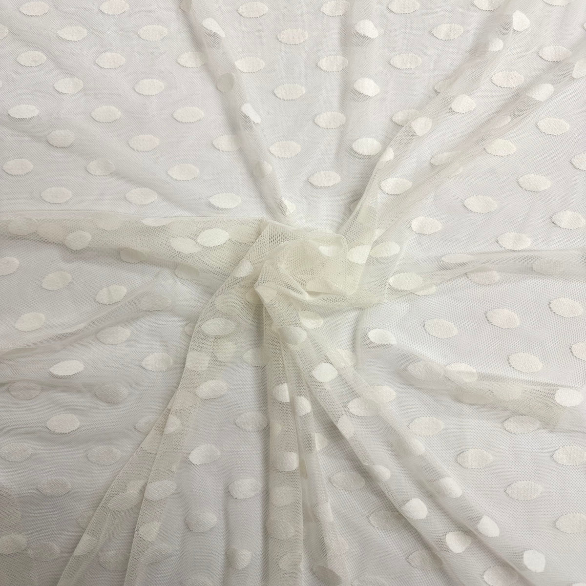 Mesh Fabric Flocked Polka Dot 58" Wide