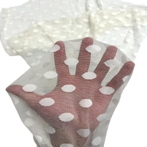 Mesh Fabric Flocked Polka Dot 58" Wide