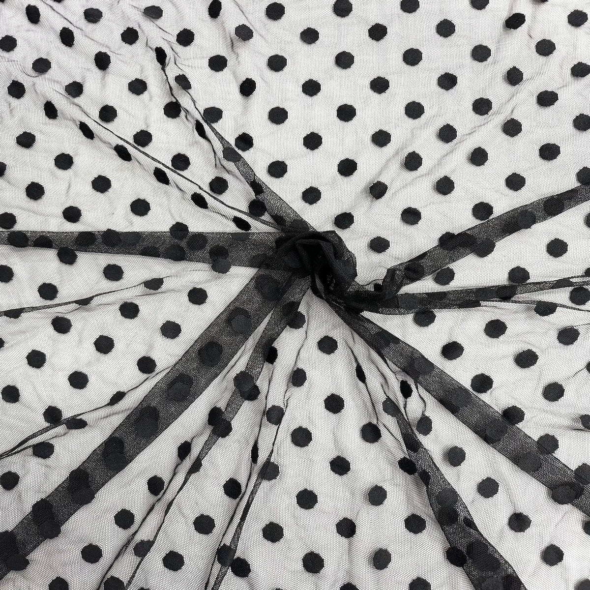 Mesh Fabric Flocked Polka Dot 58" Wide
