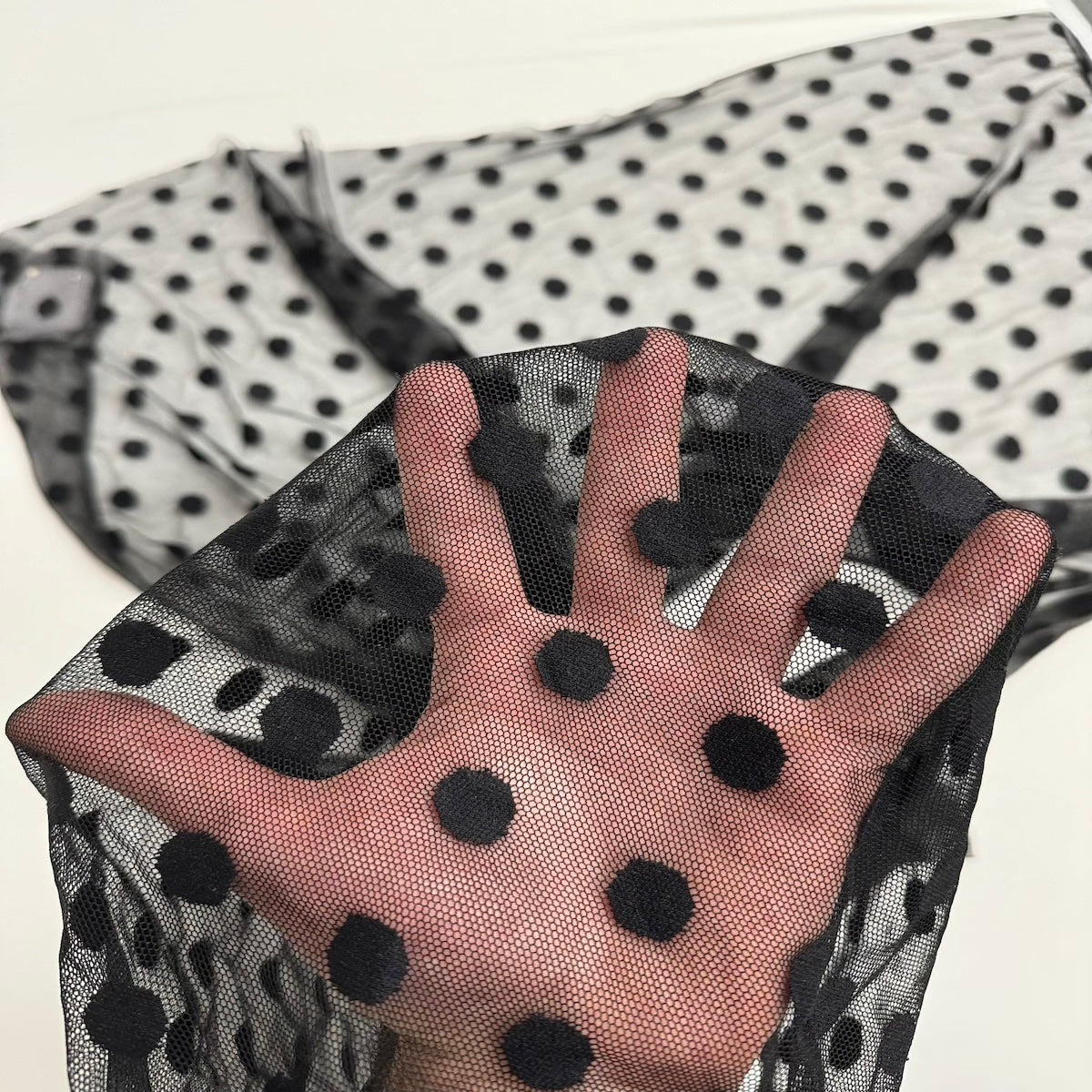 Mesh Fabric Flocked Polka Dot 58" Wide