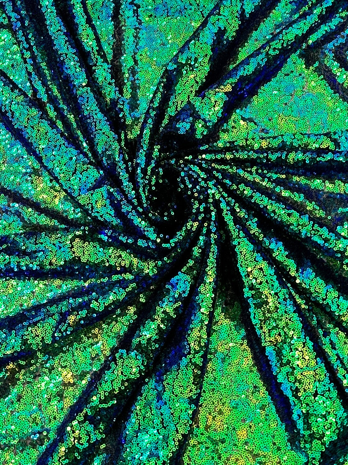 Stretch Sequin On Mesh Green Iridescent