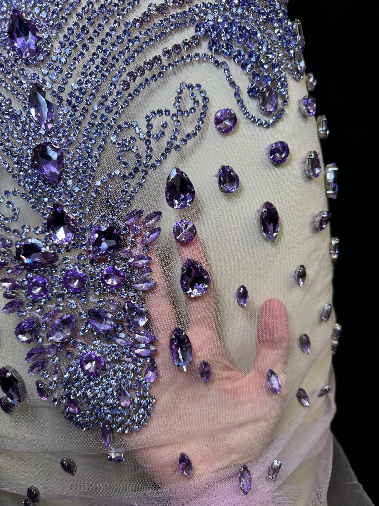 Lavender Rhinestone Bodice Applique