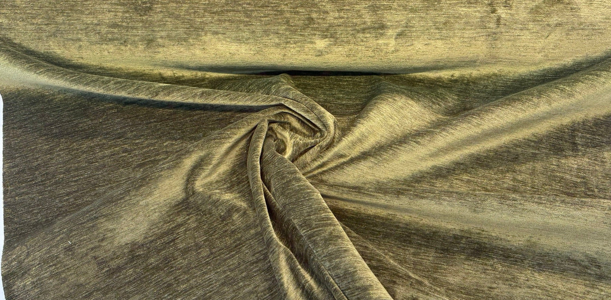 Luxor Spinach Green Soft Chenille Fabric - Solid Textured Chenille, 56" Width (1 Yard)