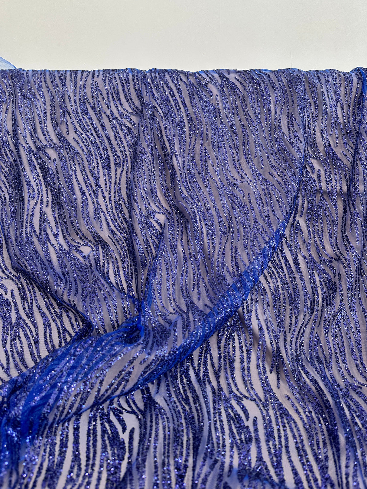Glitter Lace Royal Blue Wave Design