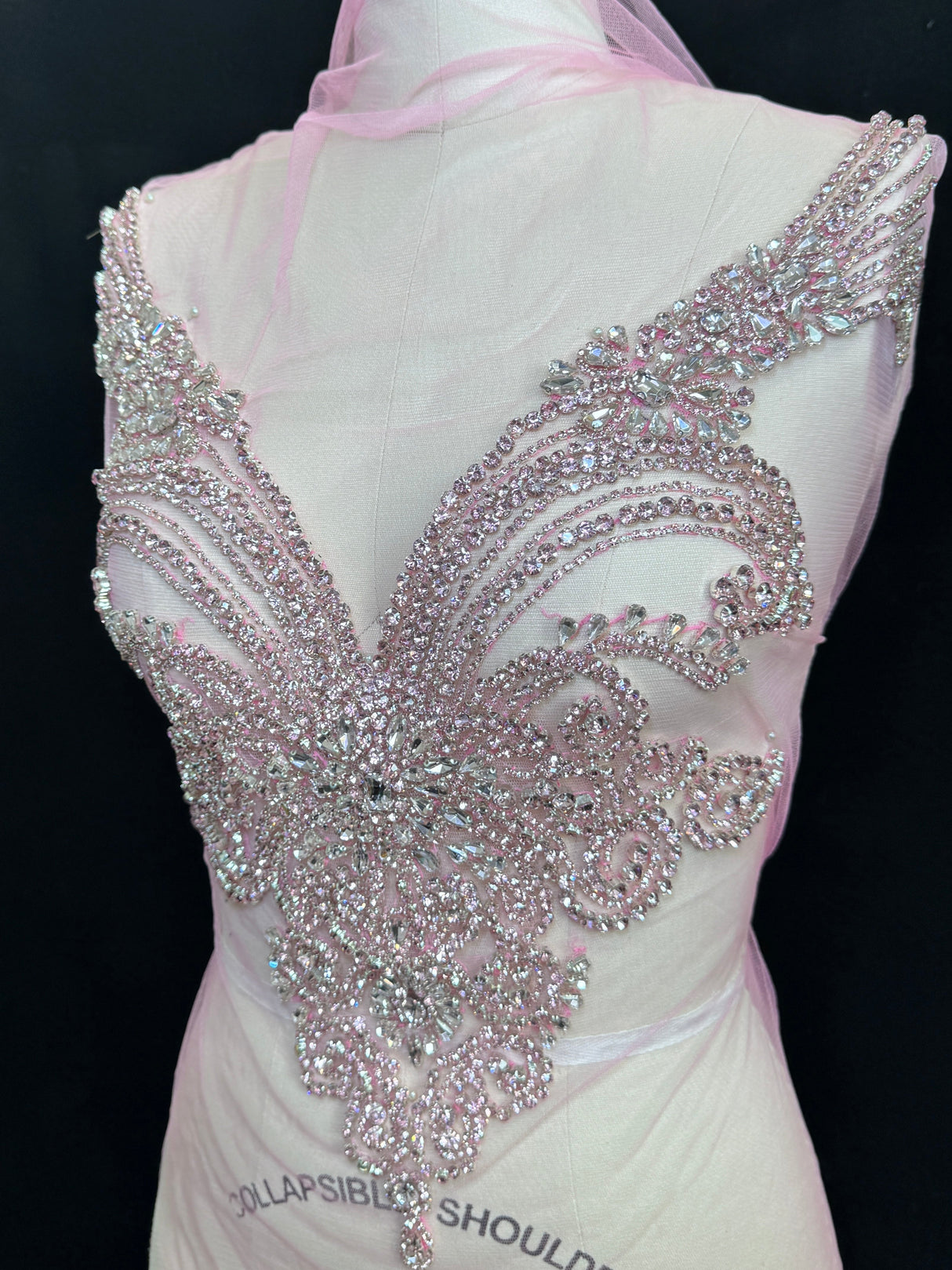 Baby Pink Rhinestone Bodice Applique