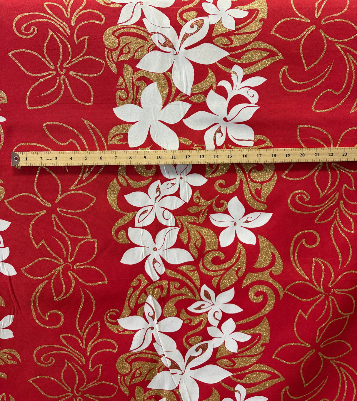 Tiare Garden Glitter Polyester Fabric - Floral Plumeria Design, 60" Width (1 Yard)
