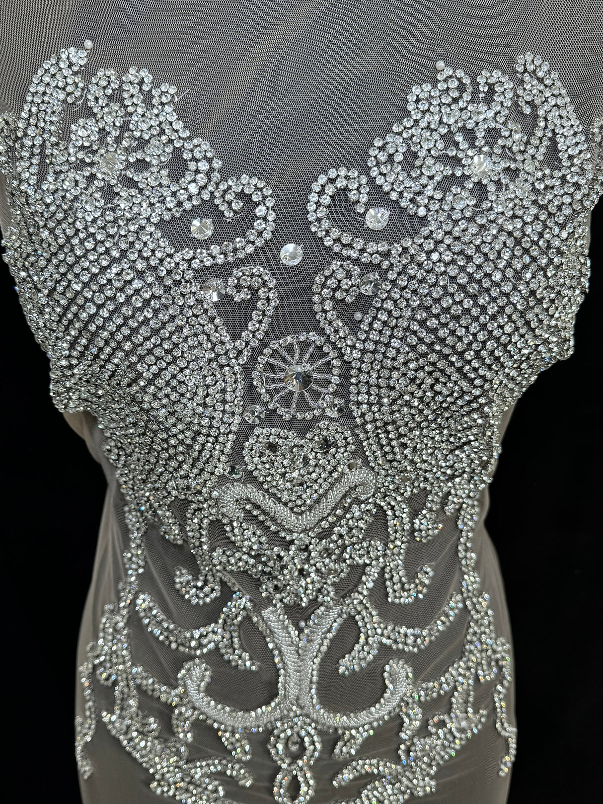 Silver Rhinestone Bodice Applique