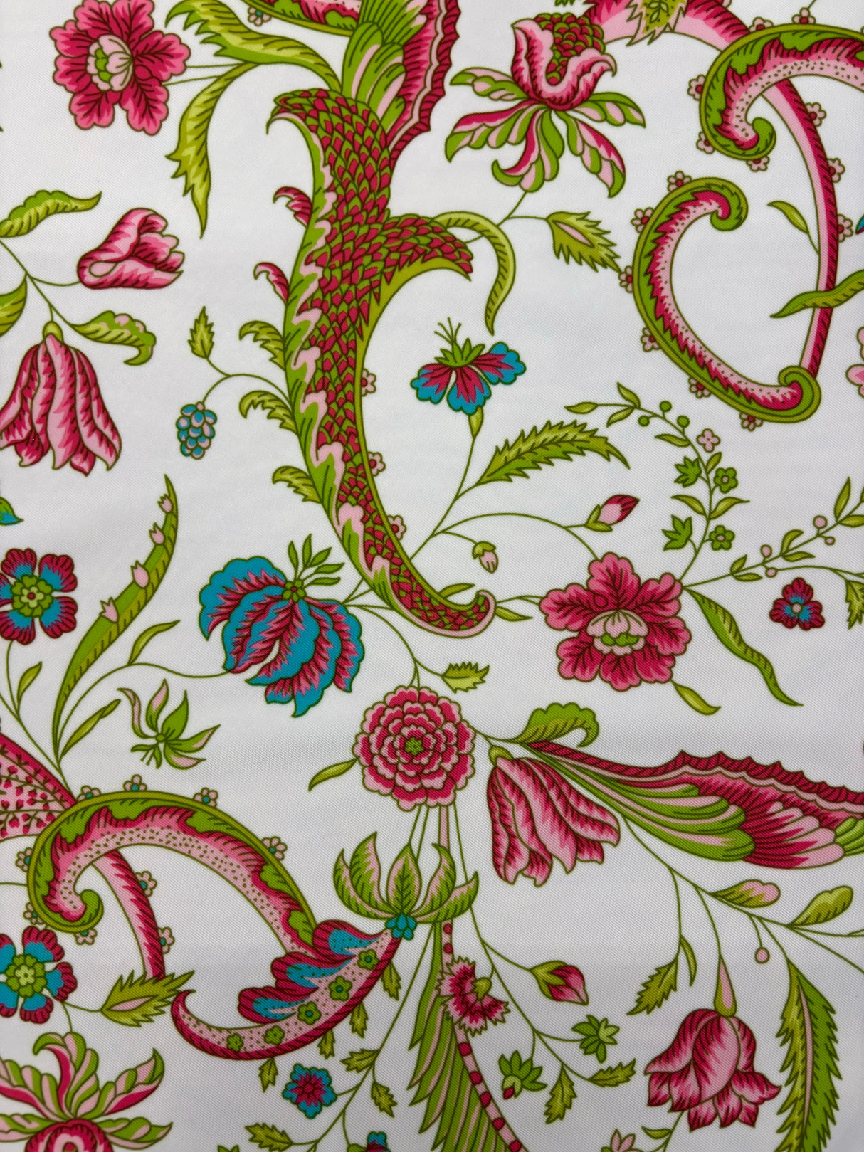 Teal And Pink Paisley Polyester Spandex Fabric - Teal And Pink Paisley, 58"/60" Width (1 Yard)
