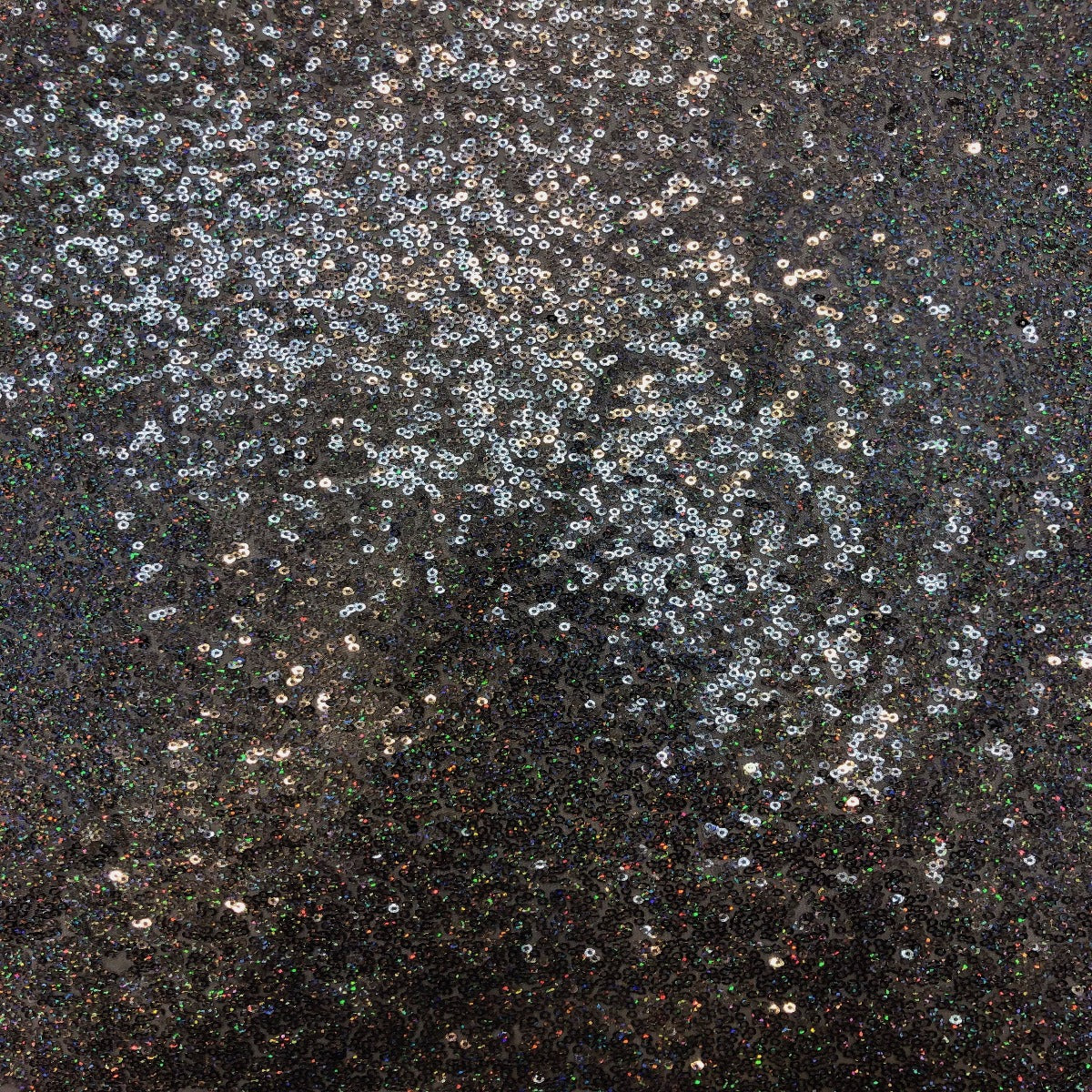 Iridescent All Over Sequins Polyester Fabric - Orange Iridescent, Black Mesh, 60" Width (1 Yard)