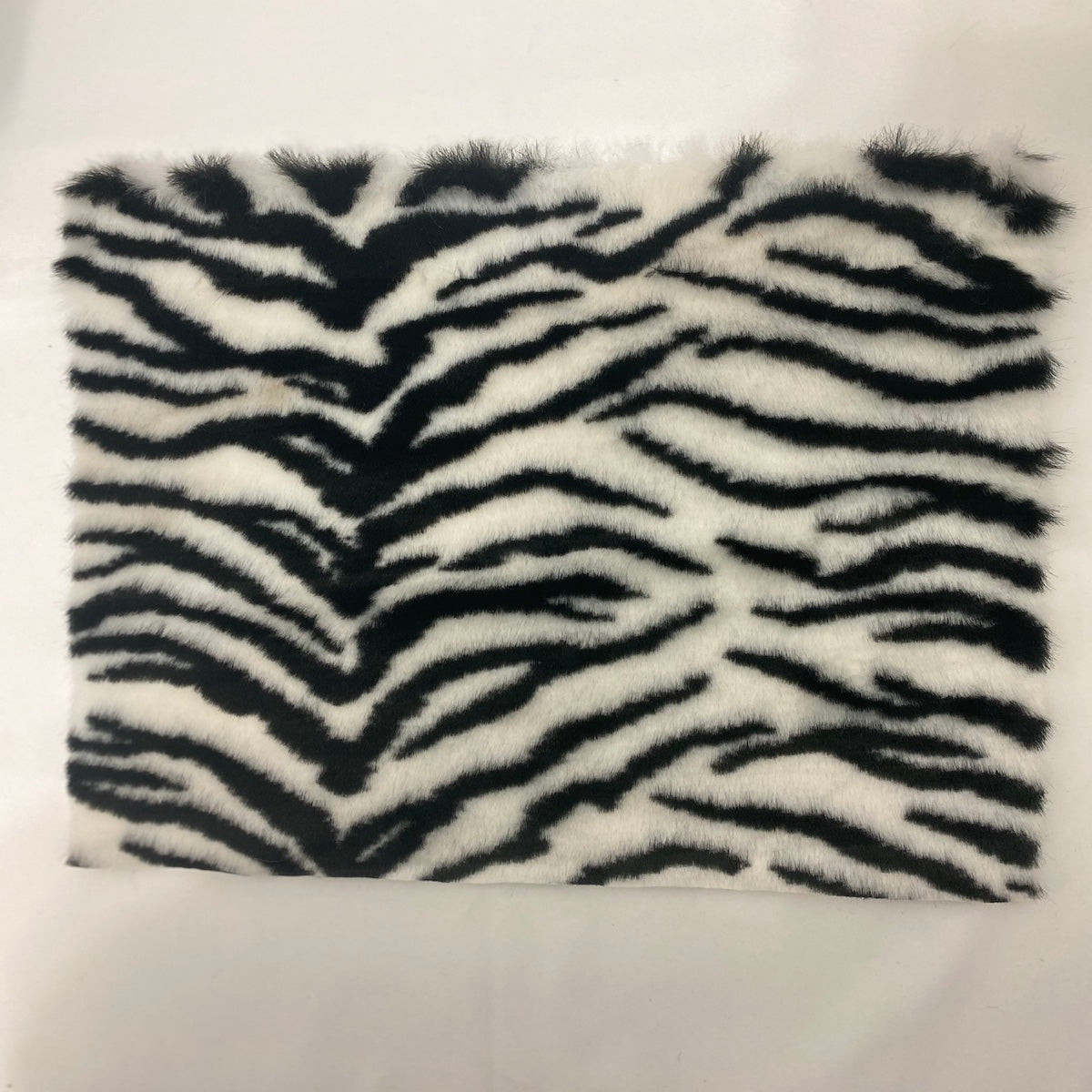 White Black Tiger Luxe Plush Faux Fur Fabric - White Black Tiger Print, 60" Width (1 Yard)