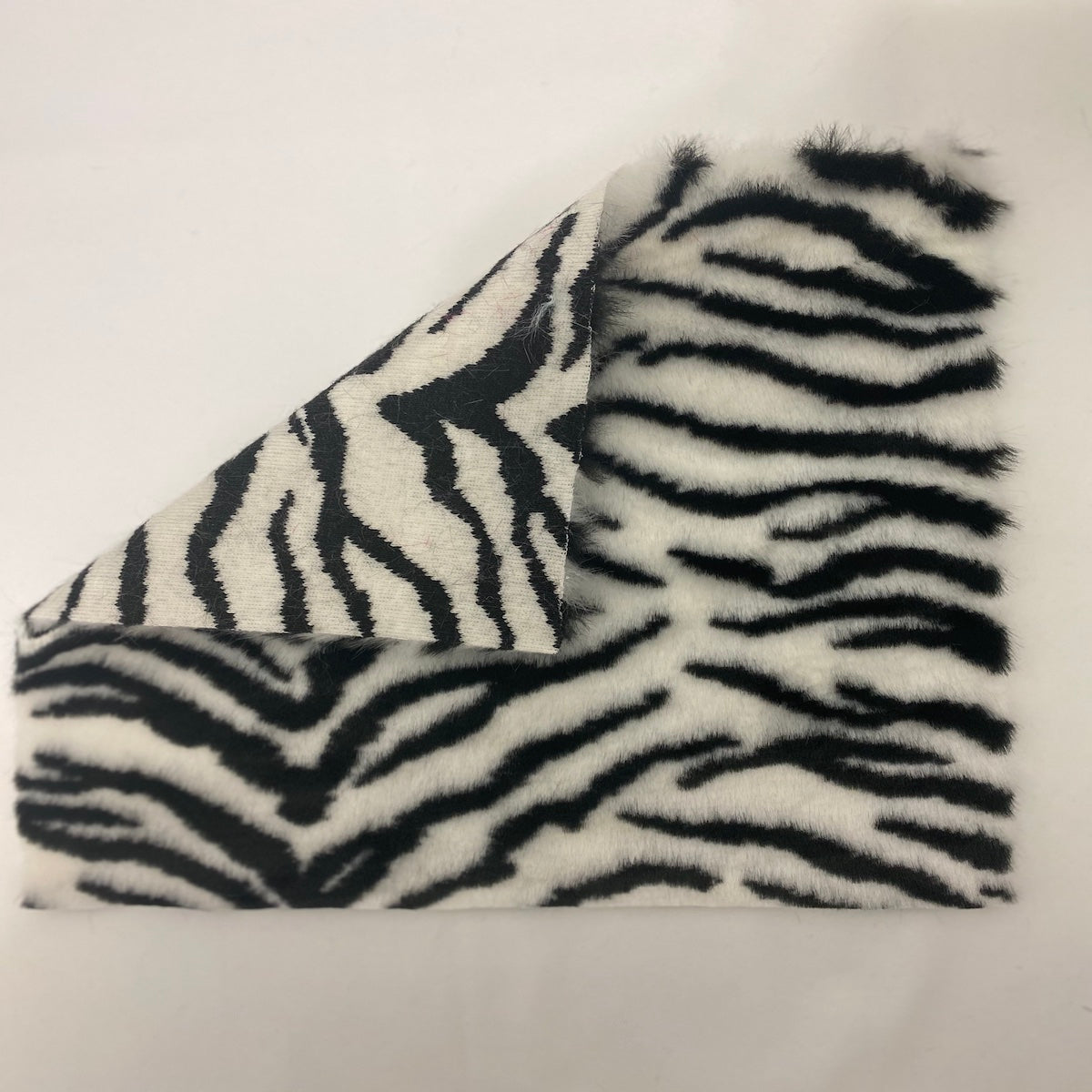 White Black Tiger Luxe Plush Faux Fur Fabric - White Black Tiger Print, 60" Width (1 Yard)