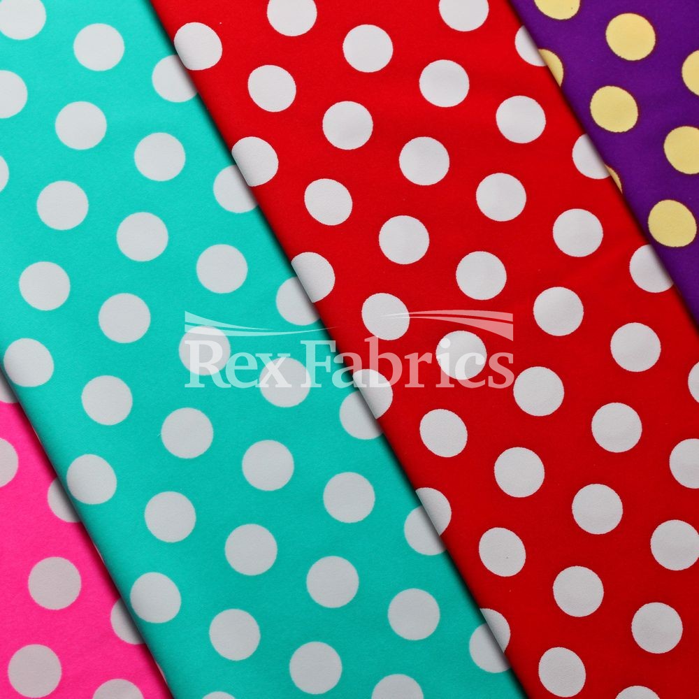 E-Z Dots Matte Nylon Spandex Fabric - Multicolor Polka Dots, 58/60" Width (1 Yard)