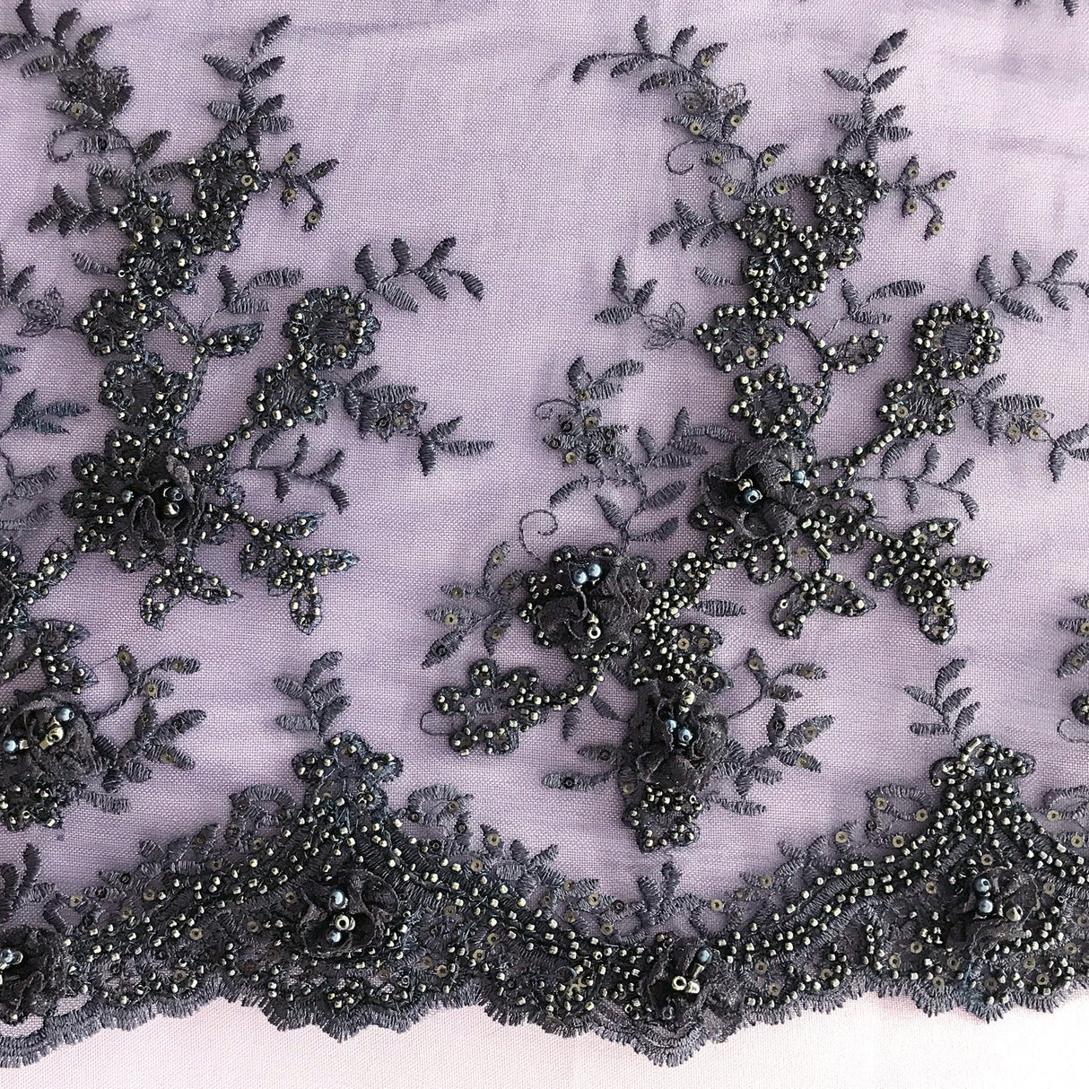 Beaded 3D Floral Lace Trimming 21" Wide
