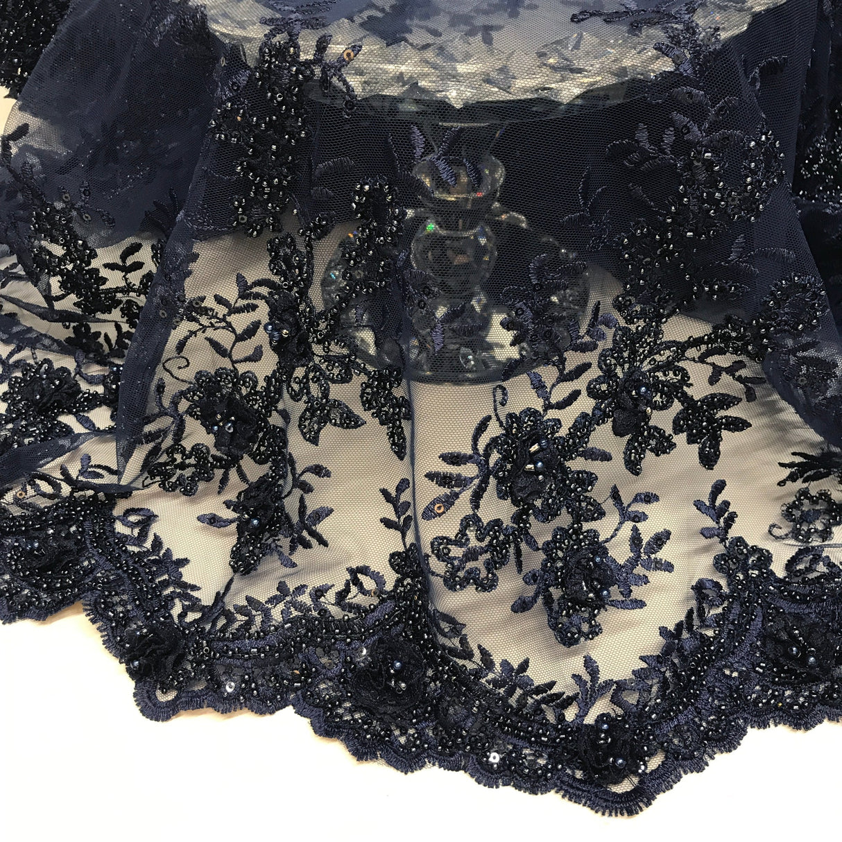 Beaded 3D Floral Lace Trimming 21" Wide